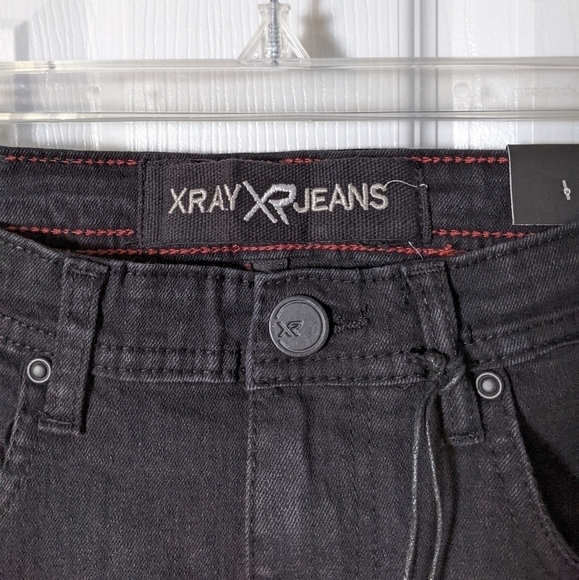 NWT X-Ray Jeans Classic Jet Black Distressed Knee Stretch Jeans Size 14 - Picture 2 of 8